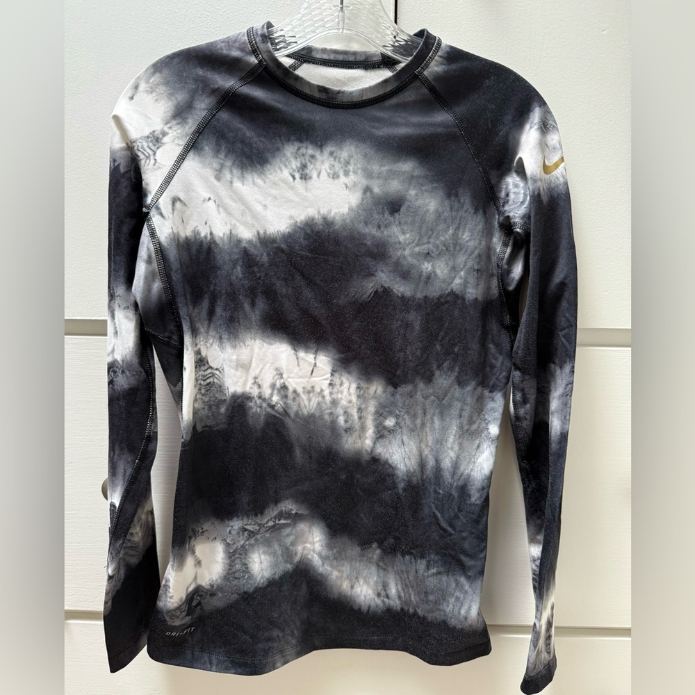 Nike Pro Combat fitted Dri-Fit top in awesome black and white pattern in sz S